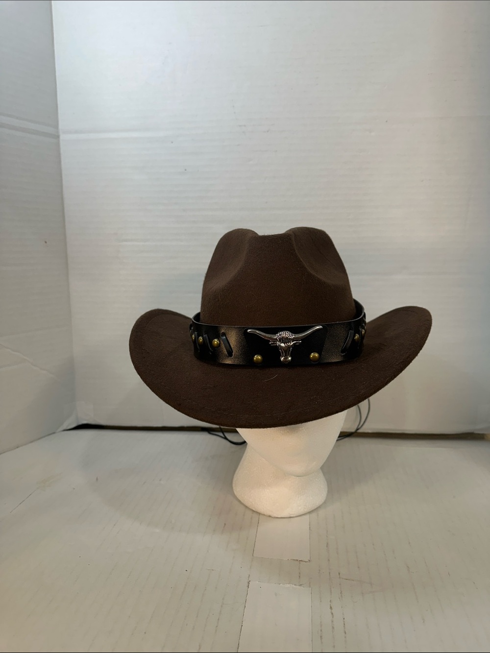 Brown Western Felt Cowboy Hat with Decorative Band